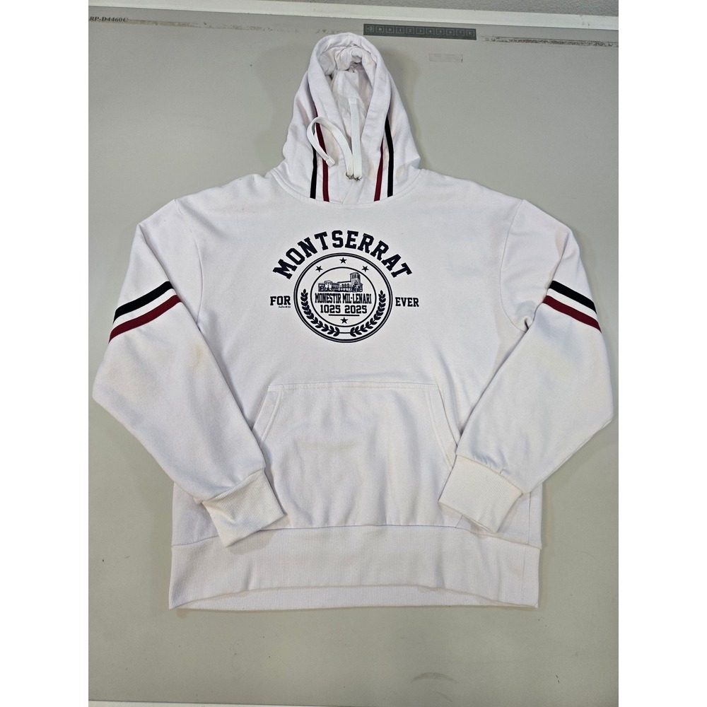 Safon Montserrat Monestir Mil-Lenari Graphic Hoodie White XXL Red Black Stripes